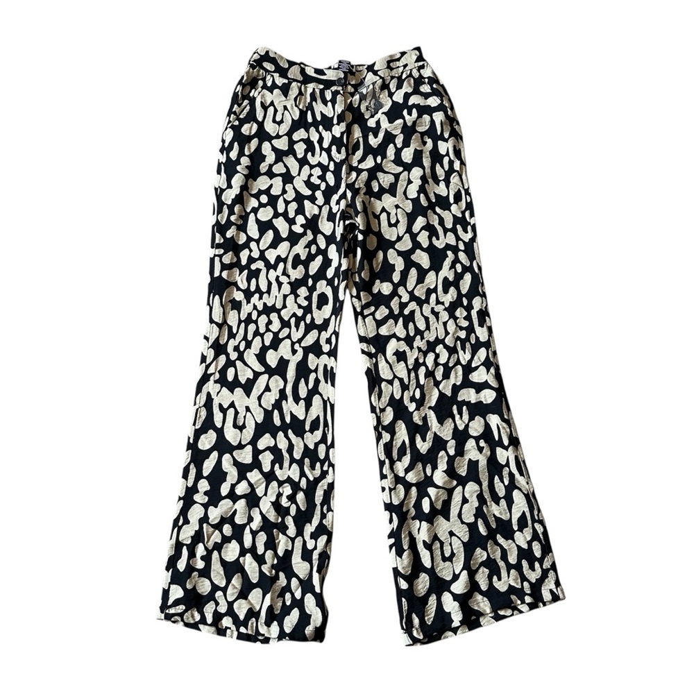 Sincerely Jules Wide Leg High Rise Trousers Black and Gold Womens Sz Medium NWOT